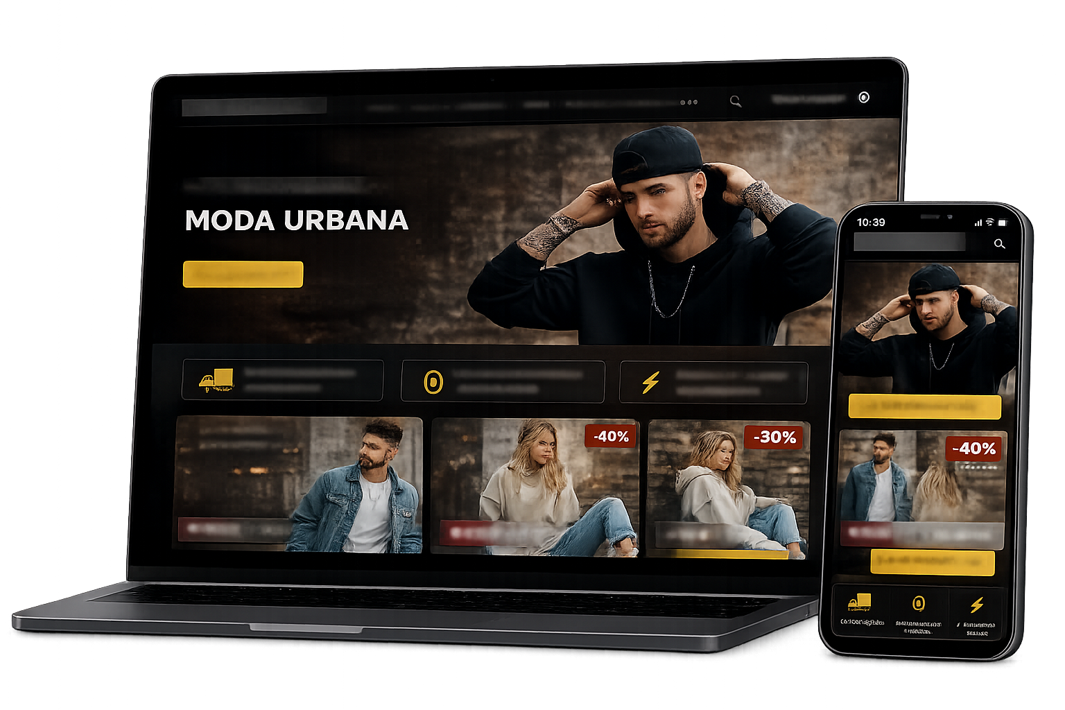 Sites desenvolvidos pela Webmaster Digital em notebook e celular